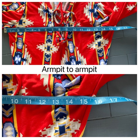 FREE PEOPLE LOVE SPELL Red Tribal Geometric Women’s Long Sleeve Medium Dress - Picture 13 of 15